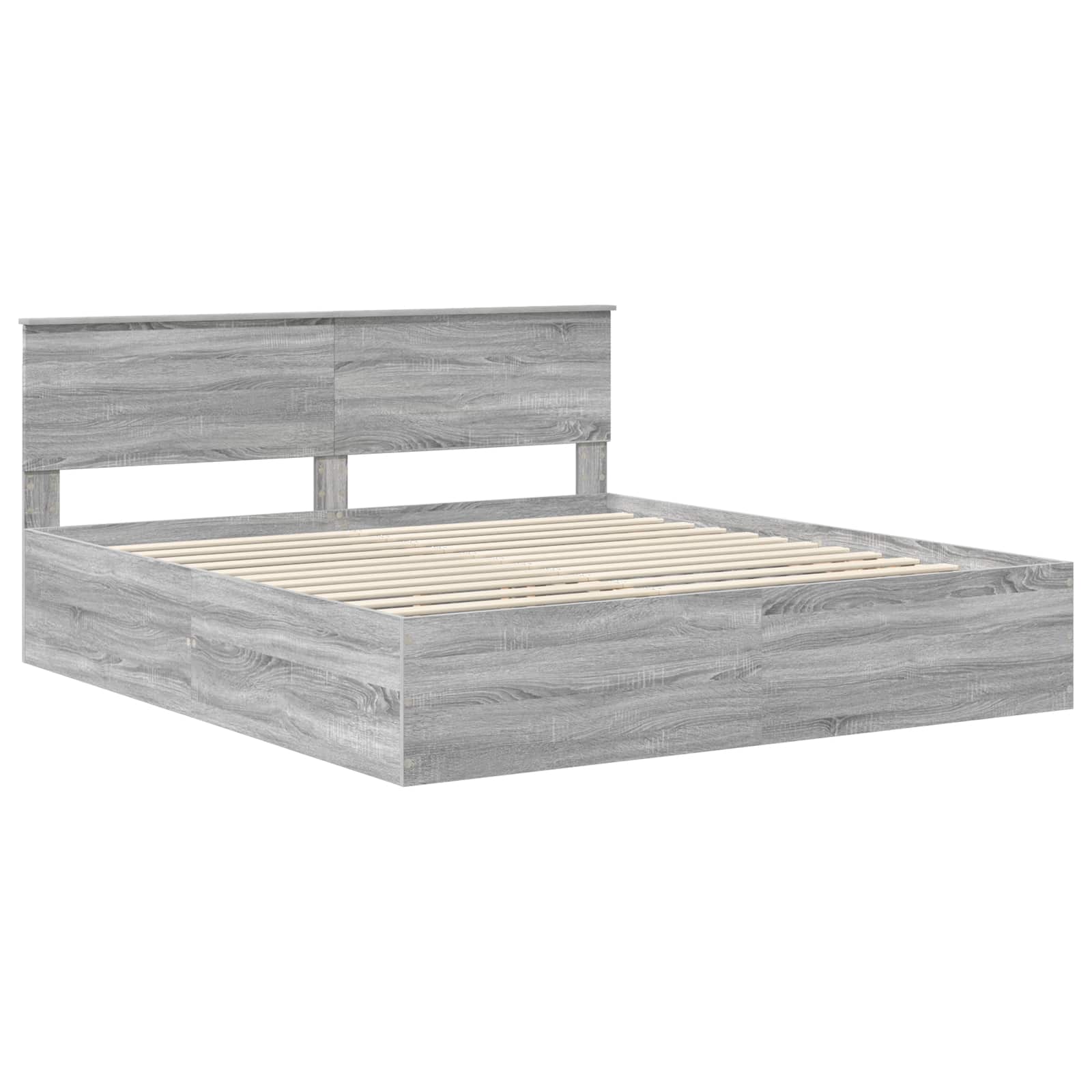 vidaXL Ramka łóżka Szary Sonoma 200 x 200 cm Materiał drewnopochodny