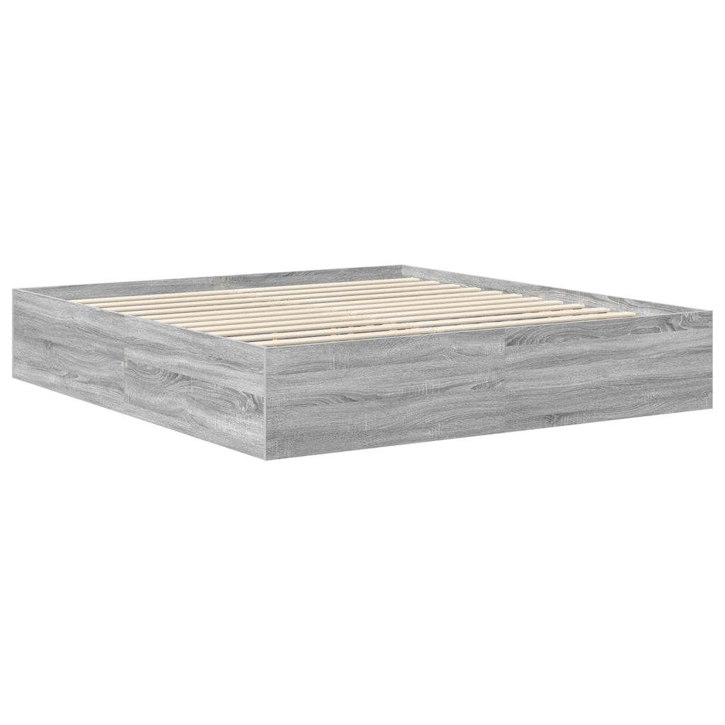 vidaXL Ramka łóżka Szary Sonoma 200 x 200 cm Materiał drewnopochodny