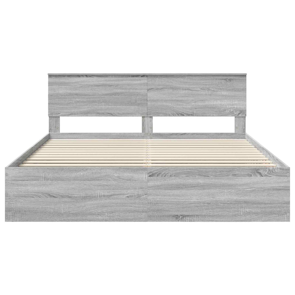 vidaXL Ramka łóżka Szary Sonoma 200 x 200 cm Materiał drewnopochodny