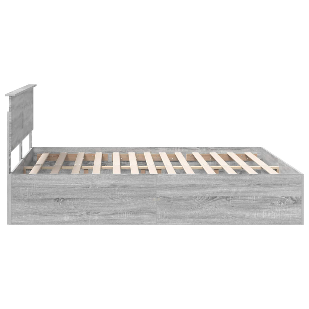 vidaXL Ramka łóżka Szary Sonoma 200 x 200 cm Materiał drewnopochodny