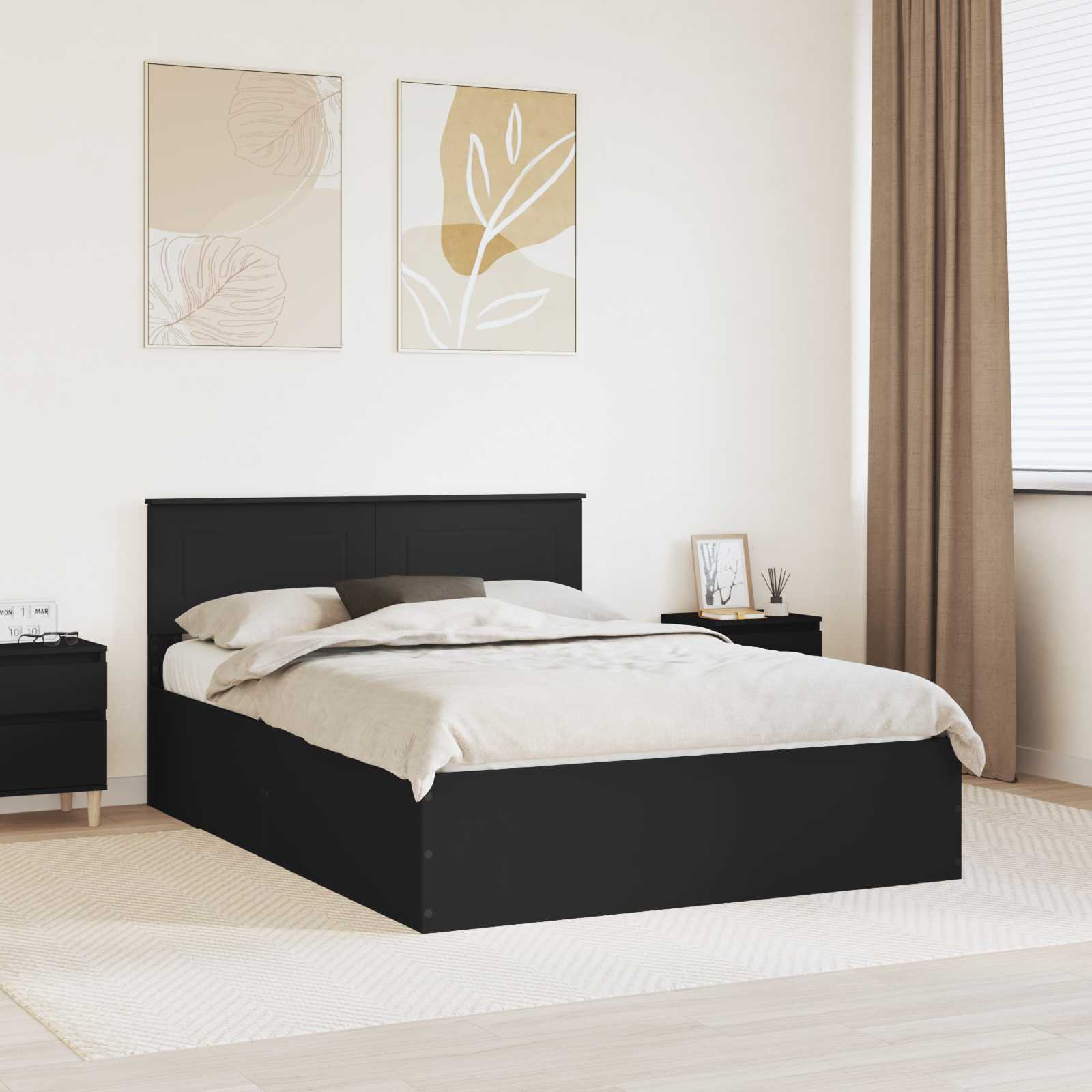 vidaXL Ramka łóżka Czarny 150 x 200 cm Materiał drewnopochodny
