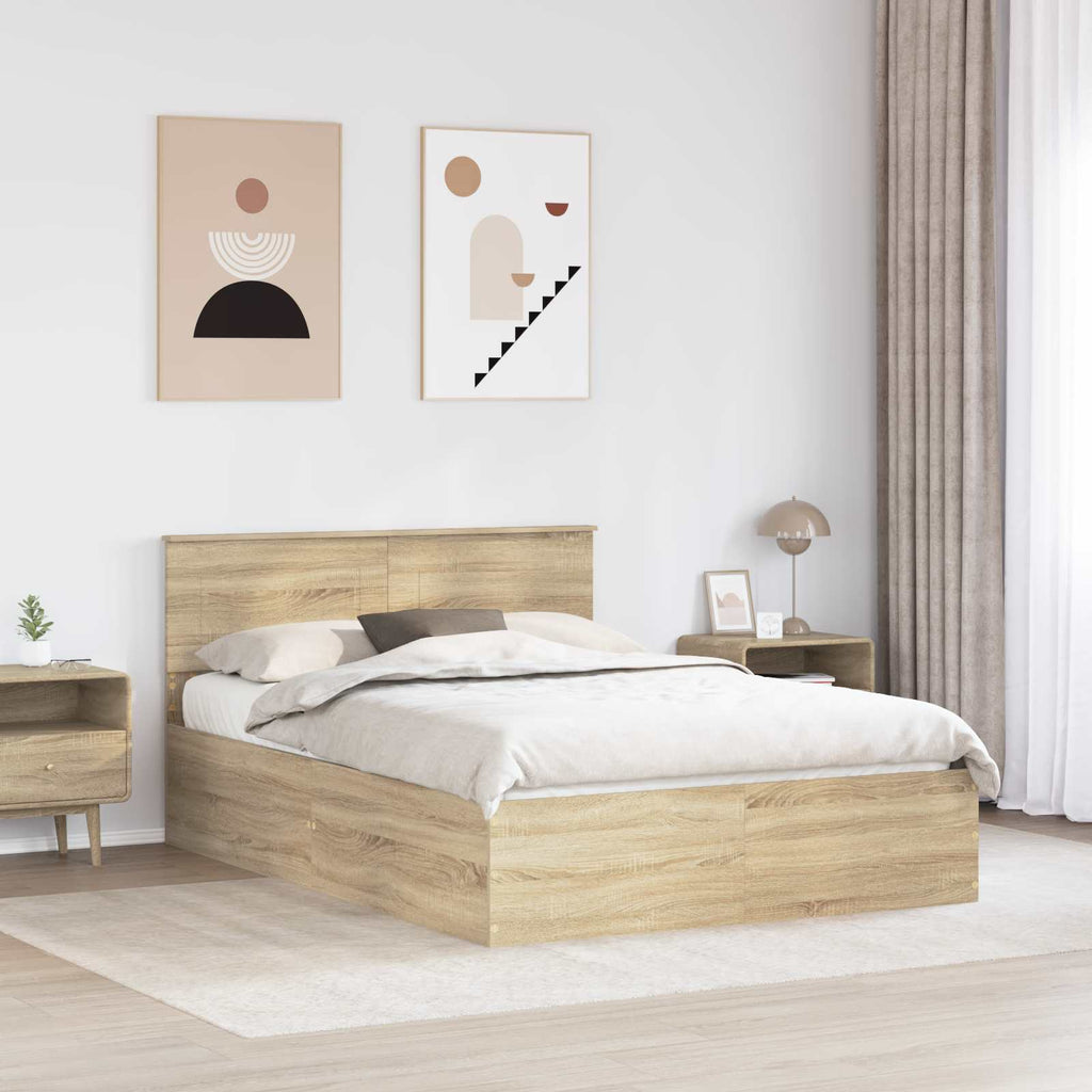 vidaXL Ramka łóżka Dąb Sonoma 150 x 200 cm Materiał drewnopochodny