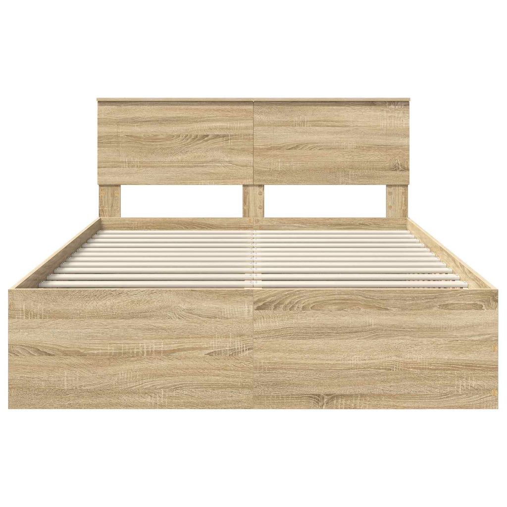 vidaXL Ramka łóżka Dąb Sonoma 150 x 200 cm Materiał drewnopochodny