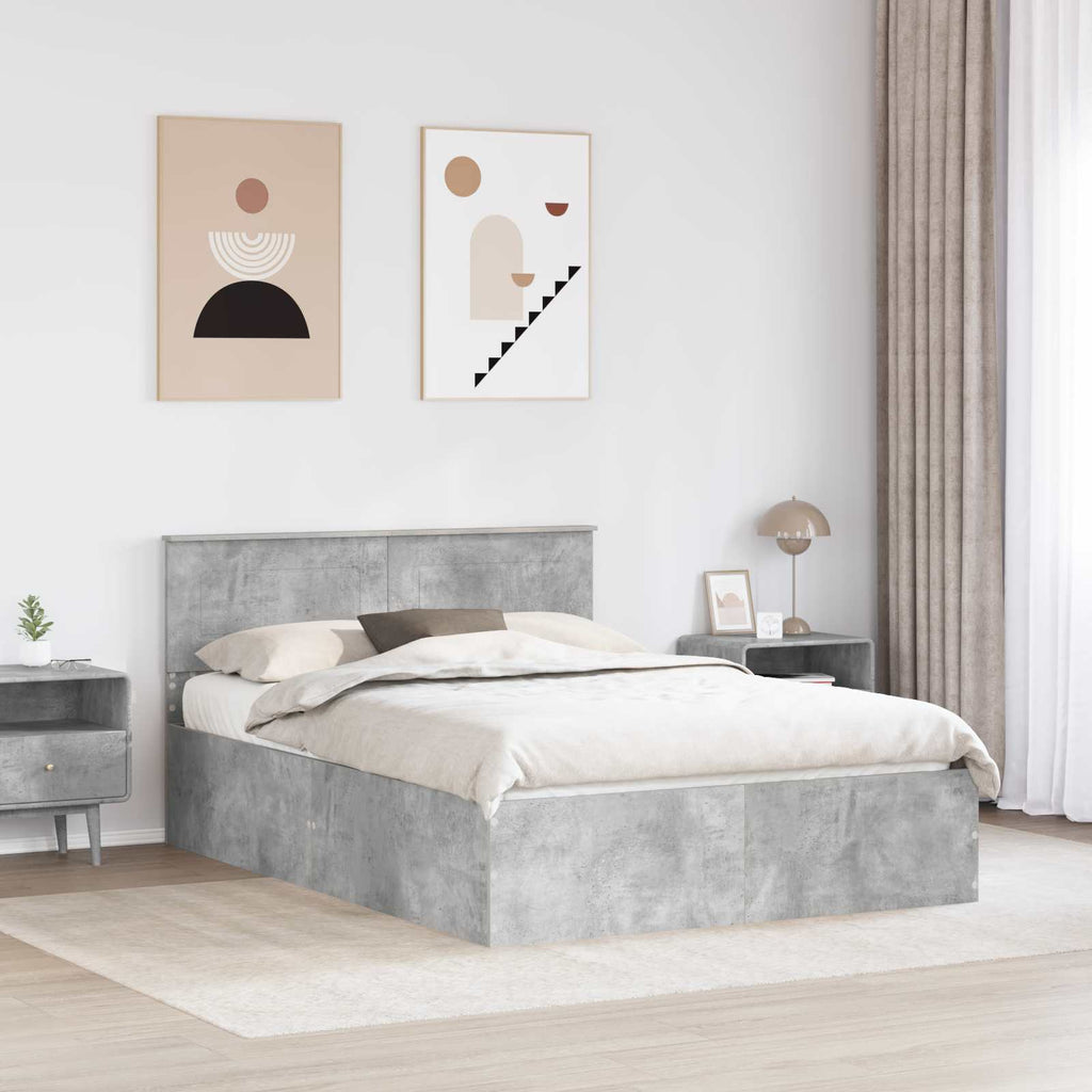 vidaXL Ramka łóżka Betonowy szary 150 x 200 cm Materiał drewnopochodny