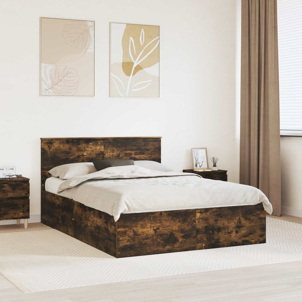 vidaXL Ramka łóżka Dąb wędzony 150 x 200 cm Materiał drewnopochodny