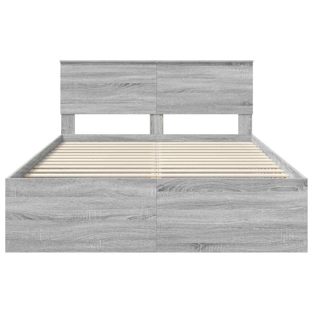 vidaXL Ramka łóżka Szary Sonoma 150 x 200 cm Materiał drewnopochodny
