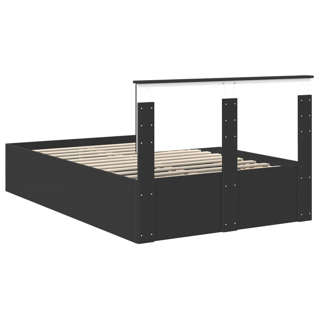 vidaXL Ramka łóżka Czarny 135 x 190 cm Materiał drewnopochodny