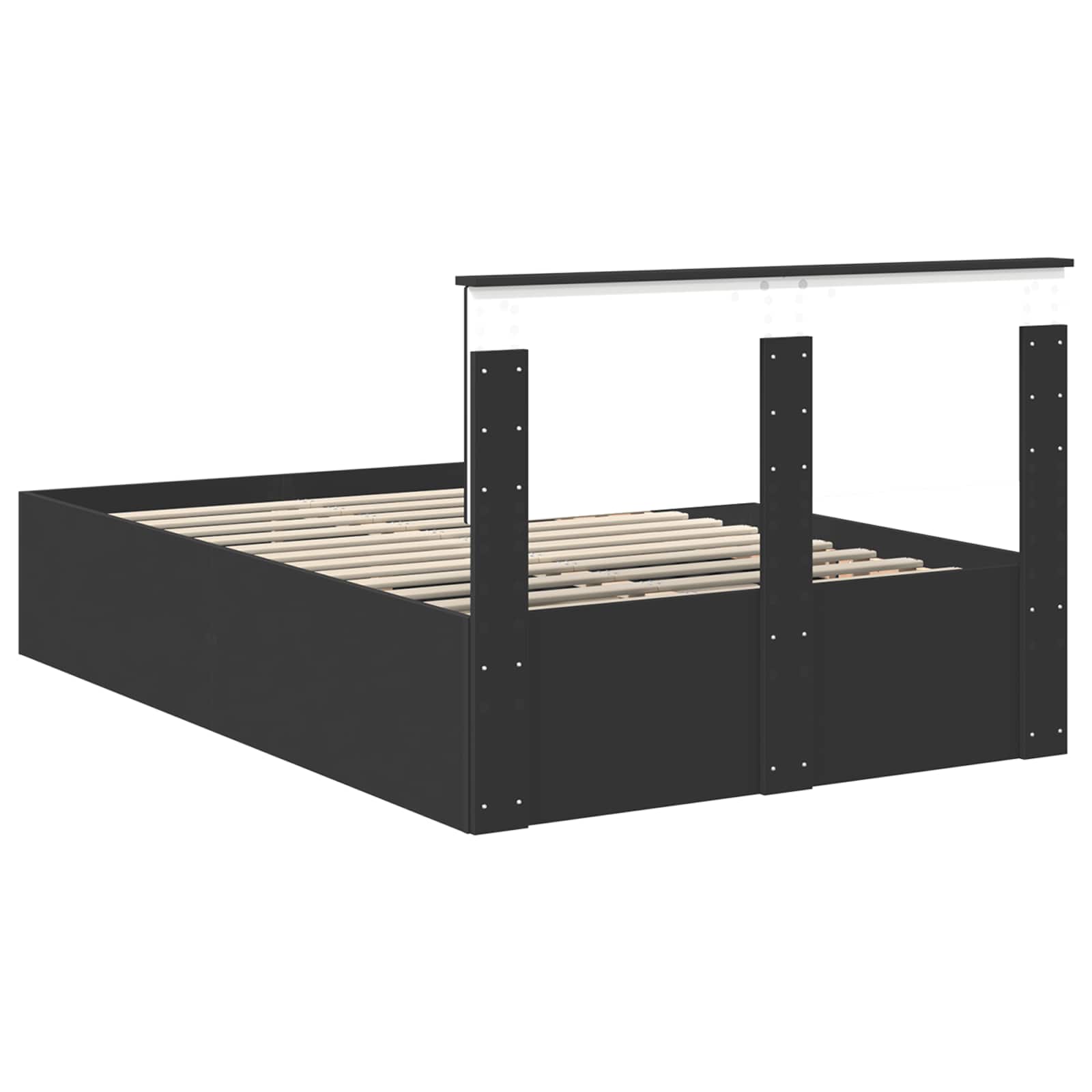 vidaXL Ramka łóżka Czarny 135 x 190 cm Materiał drewnopochodny