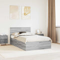 vidaXL Ramka łóżka Szary Sonoma 135 x 190 cm Materiał drewnopochodny
