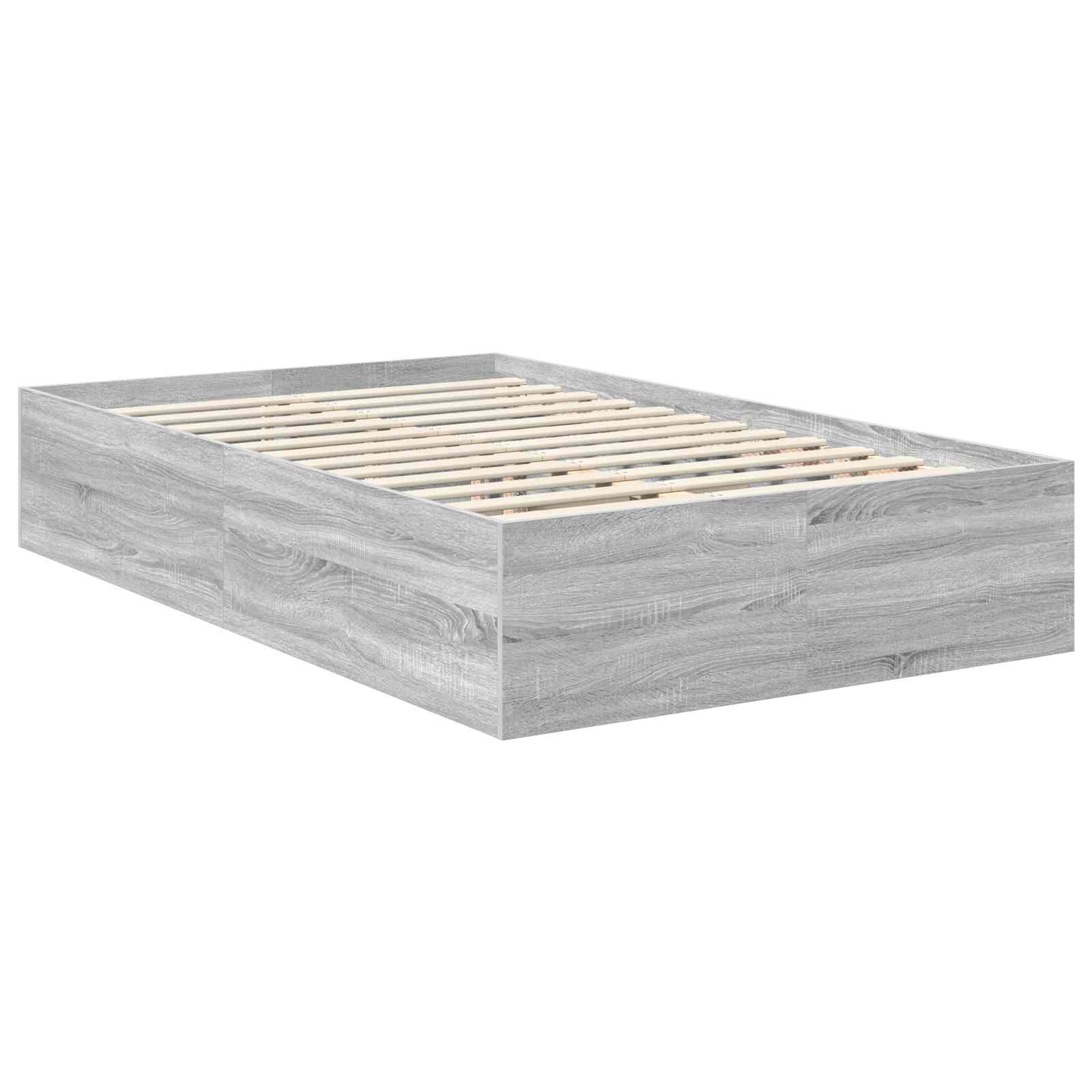 vidaXL Ramka łóżka Szary Sonoma 135 x 190 cm Materiał drewnopochodny