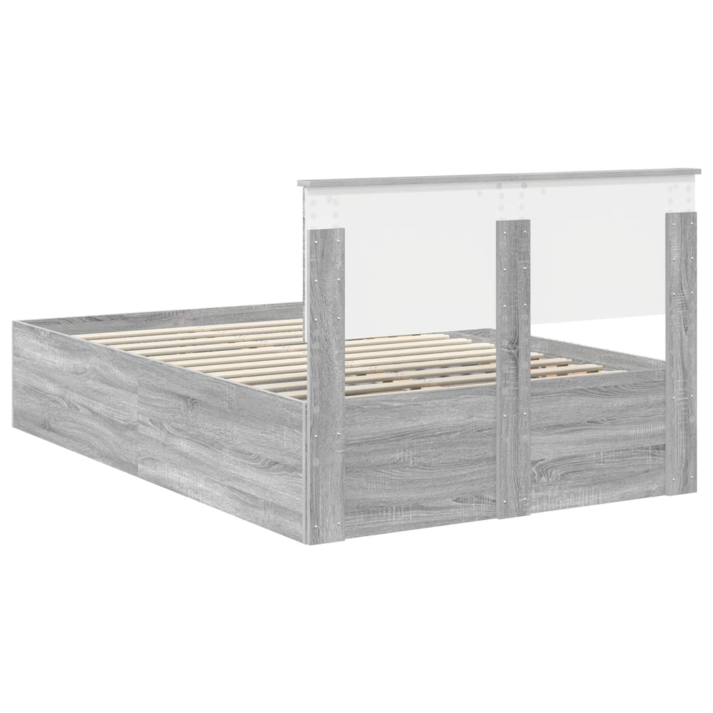 vidaXL Ramka łóżka Szary Sonoma 135 x 190 cm Materiał drewnopochodny
