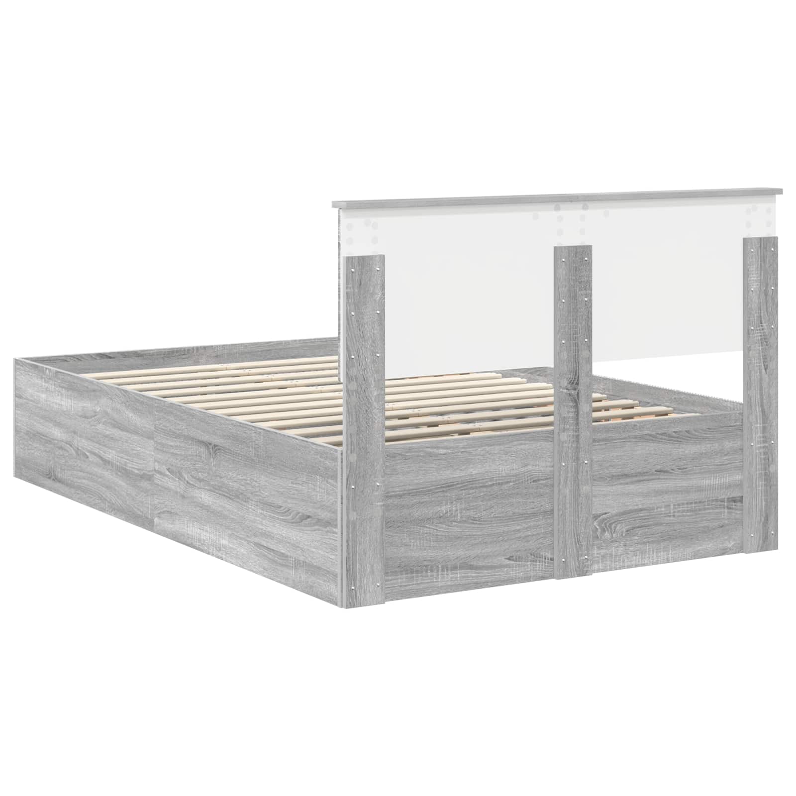 vidaXL Ramka łóżka Szary Sonoma 135 x 190 cm Materiał drewnopochodny