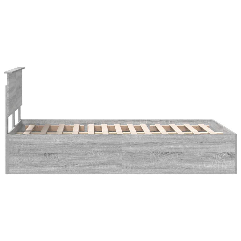 vidaXL Ramka łóżka Szary Sonoma 135 x 190 cm Materiał drewnopochodny