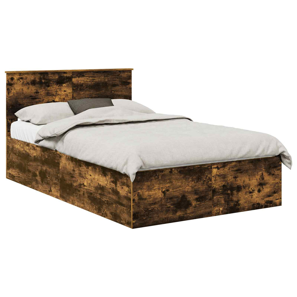 vidaXL Ramka łóżka Dąb wędzony 120 x 190 cm Materiał drewnopochodny