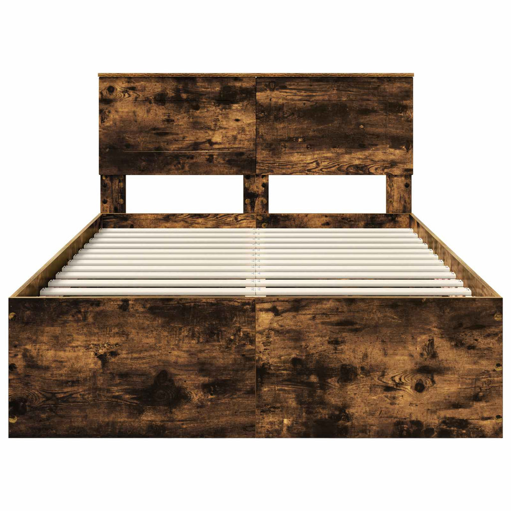 vidaXL Ramka łóżka Dąb wędzony 120 x 190 cm Materiał drewnopochodny