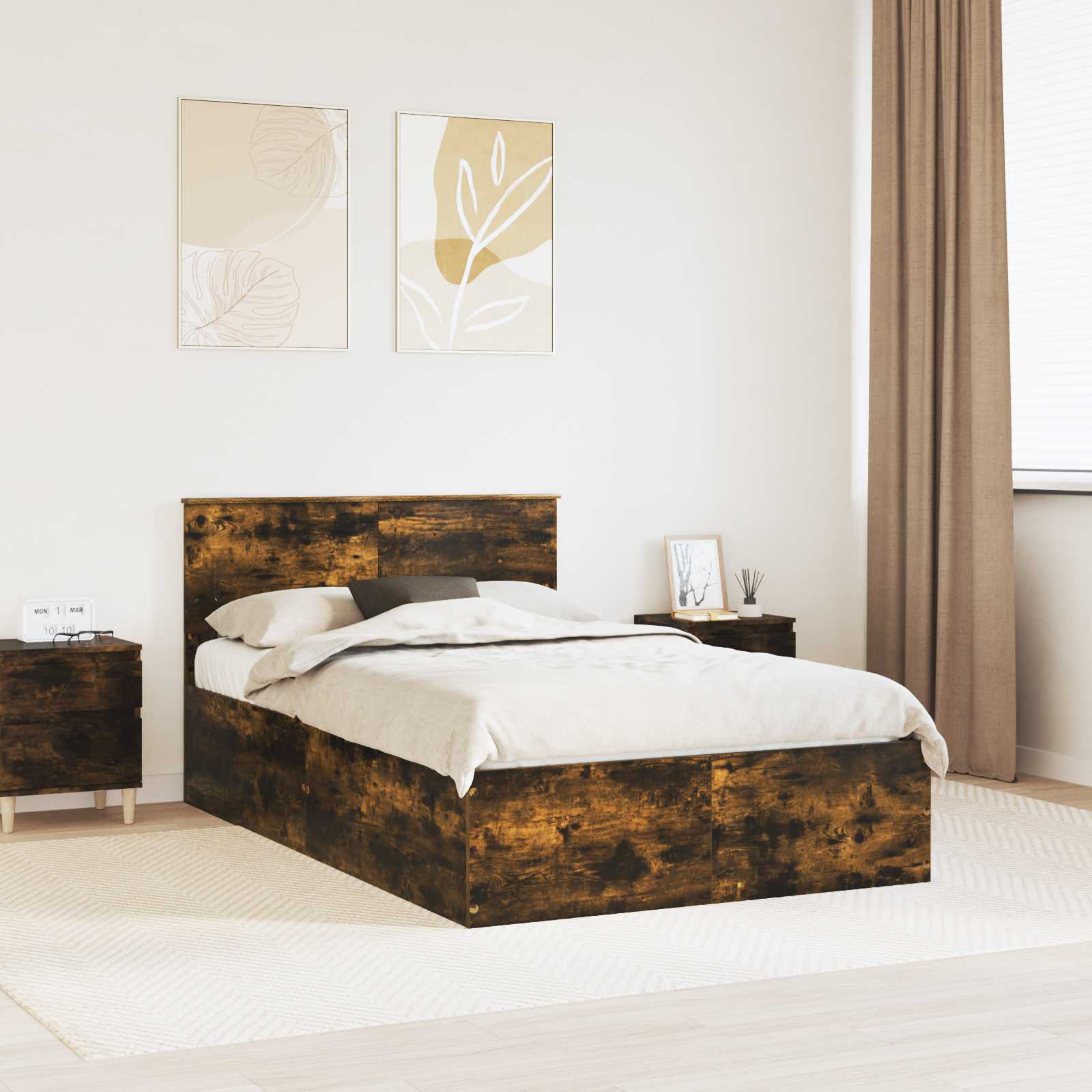 vidaXL Ramka łóżka Dąb wędzony 120 x 200 cm Materiał drewnopochodny