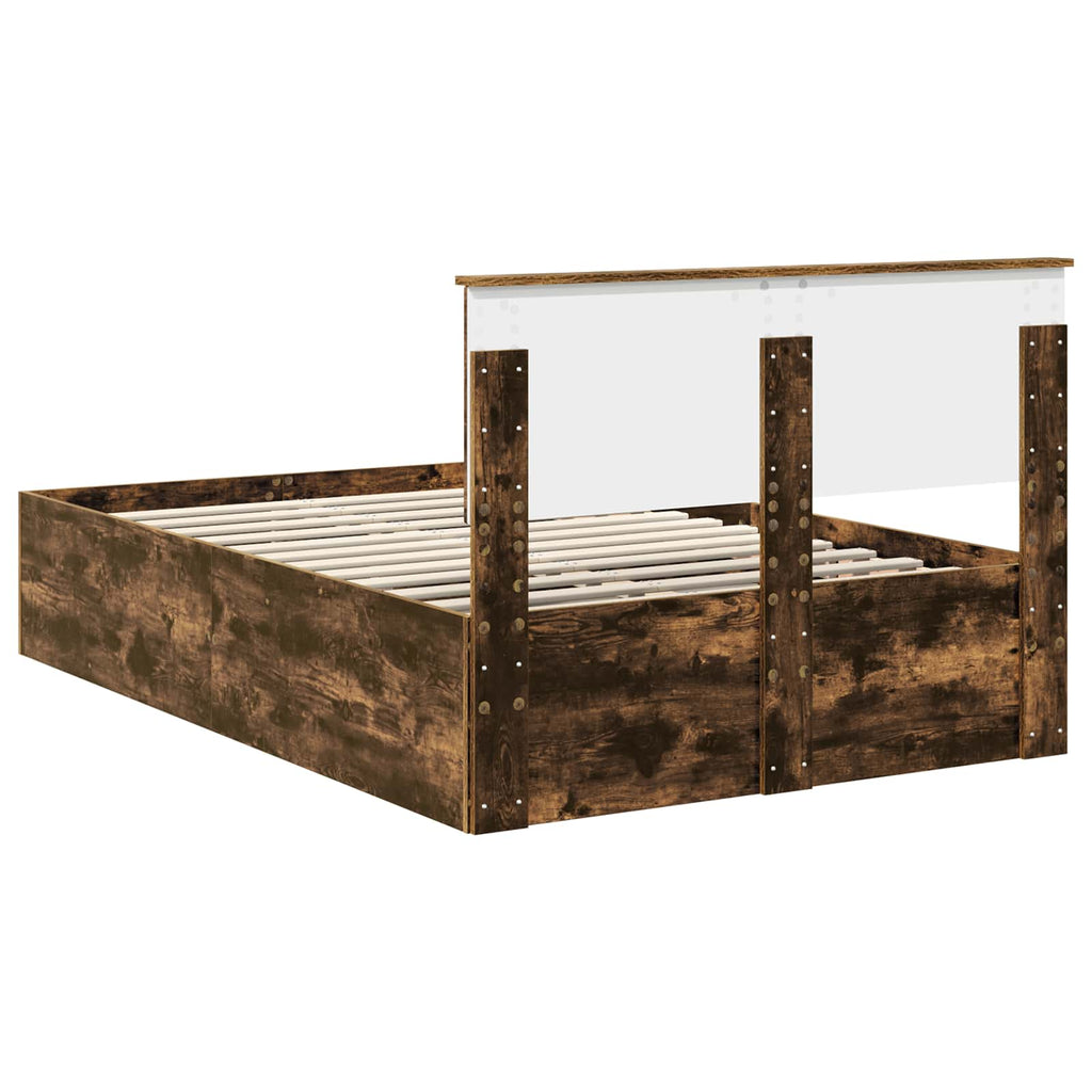 vidaXL Ramka łóżka Dąb wędzony 120 x 200 cm Materiał drewnopochodny