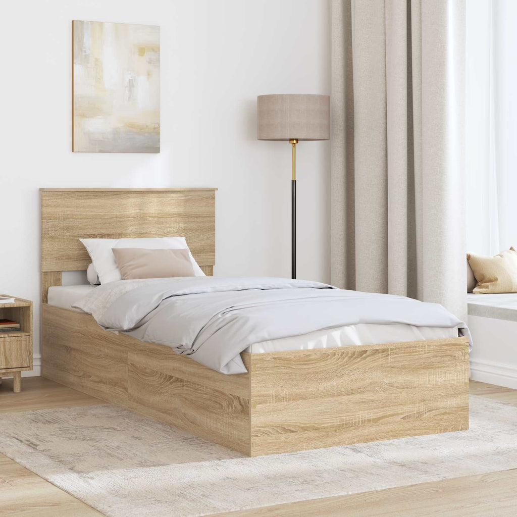 vidaXL Ramka łóżka Dąb Sonoma 100 x 200 cm Materiał drewnopochodny