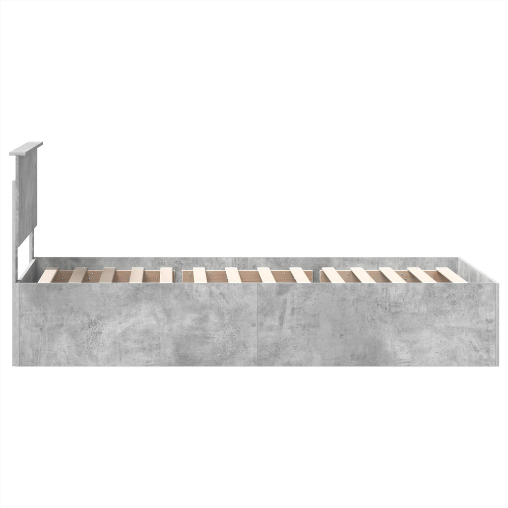 vidaXL Ramka łóżka Betonowy szary 100 x 200 cm Materiał drewnopochodny
