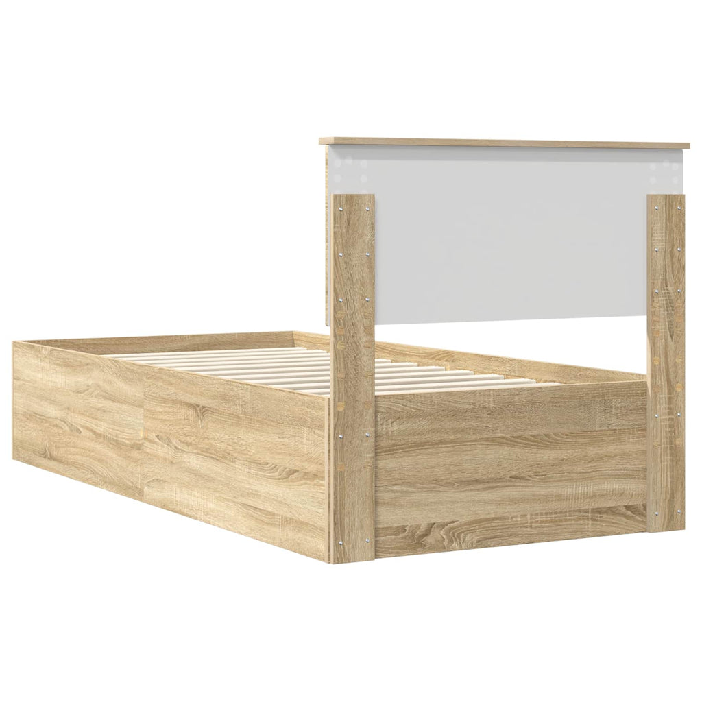 vidaXL Ramka łóżka Dąb Sonoma 90 x 190 cm Materiał drewnopochodny