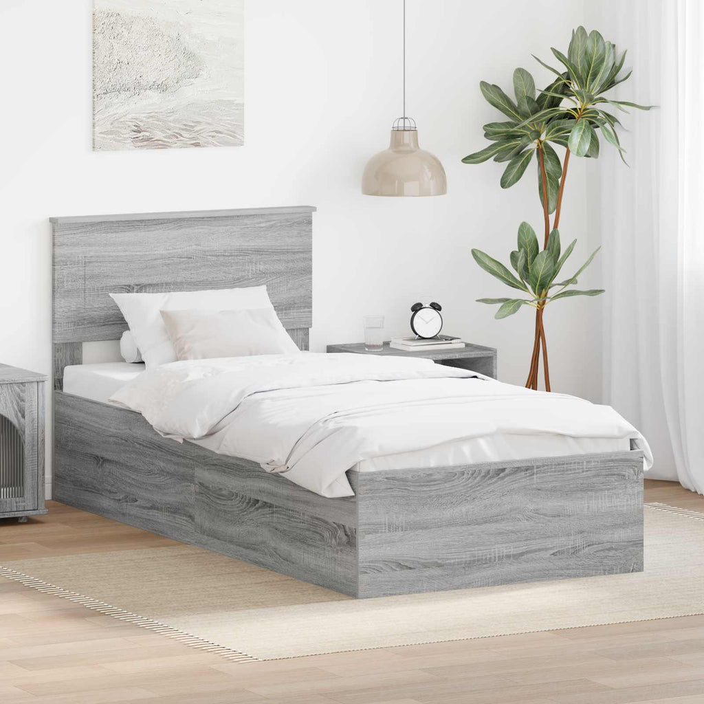 vidaXL Ramka łóżka Szary Sonoma 90 x 190 cm Drewno inżynieryjne