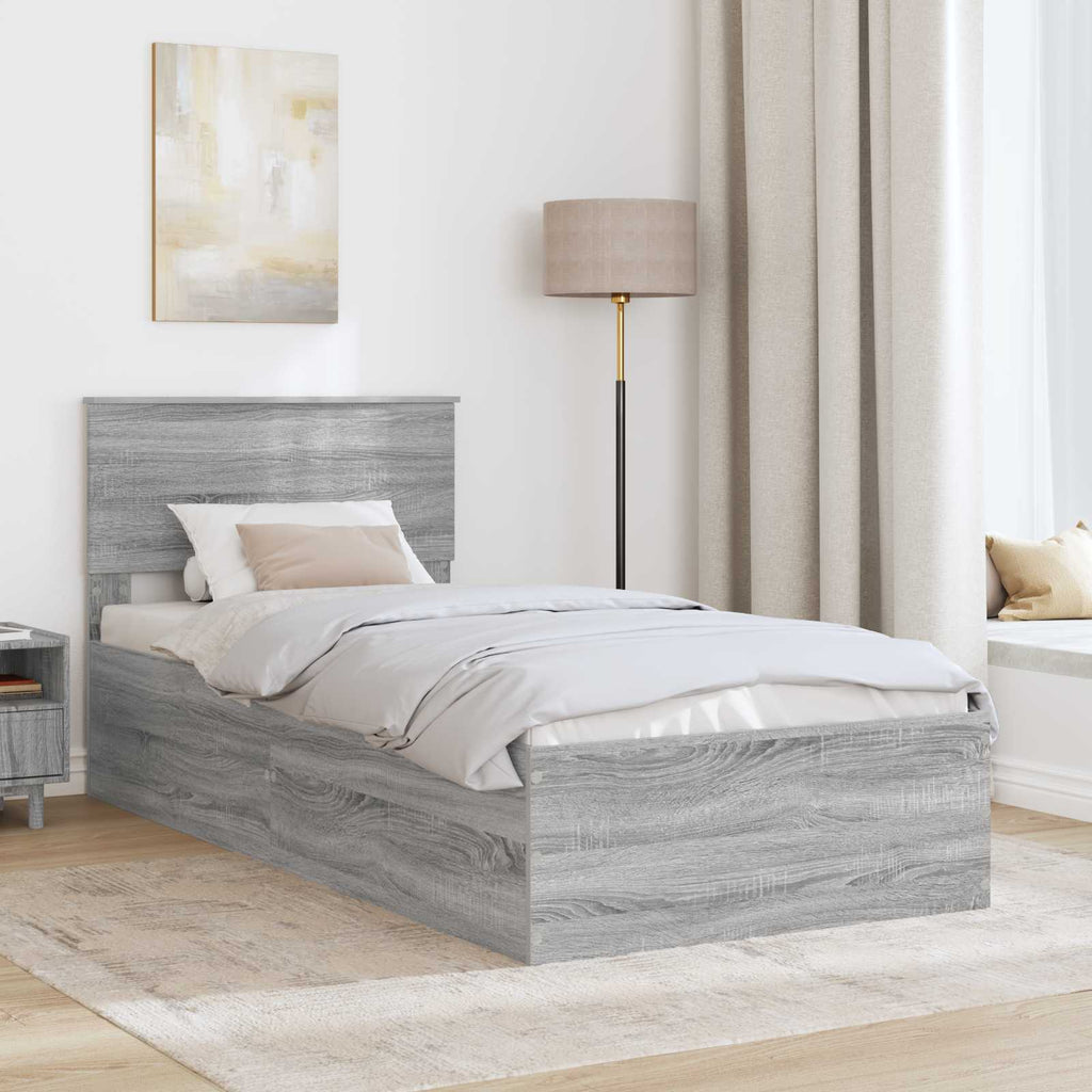vidaXL Ramka łóżka Szary Sonoma 90 x 190 cm Drewno inżynieryjne