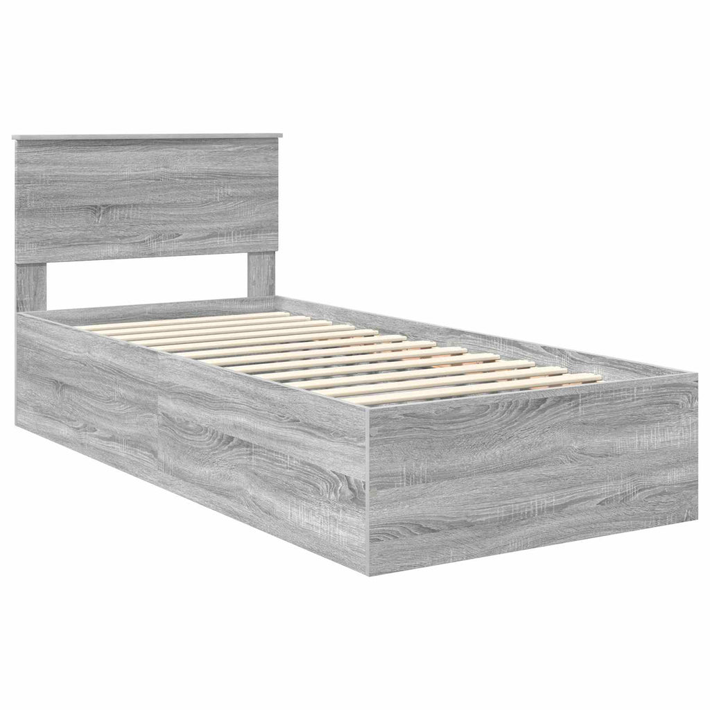 vidaXL Ramka łóżka Szary Sonoma 90 x 190 cm Drewno inżynieryjne