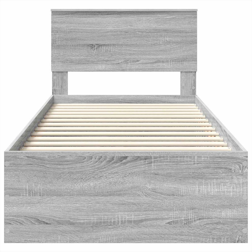 vidaXL Ramka łóżka Szary Sonoma 90 x 190 cm Drewno inżynieryjne