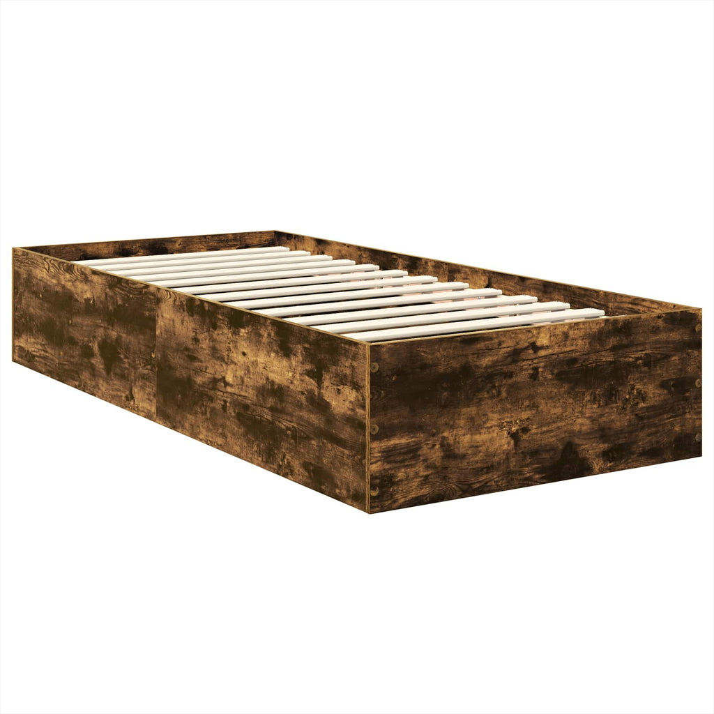 vidaXL Ramka łóżka Dąb wędzony 90 x 200 cm Materiał drewnopochodny