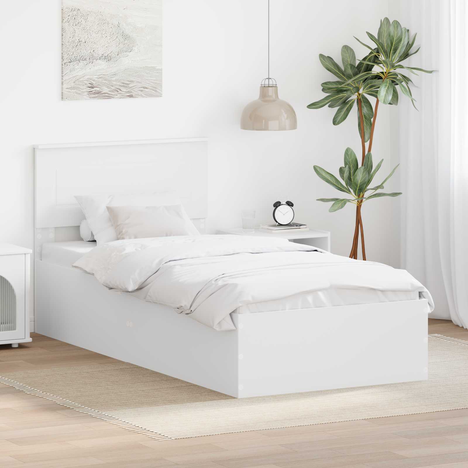 vidaXL Ramka łóżka Biały 75 x 190 cm Materiał drewnopochodny
