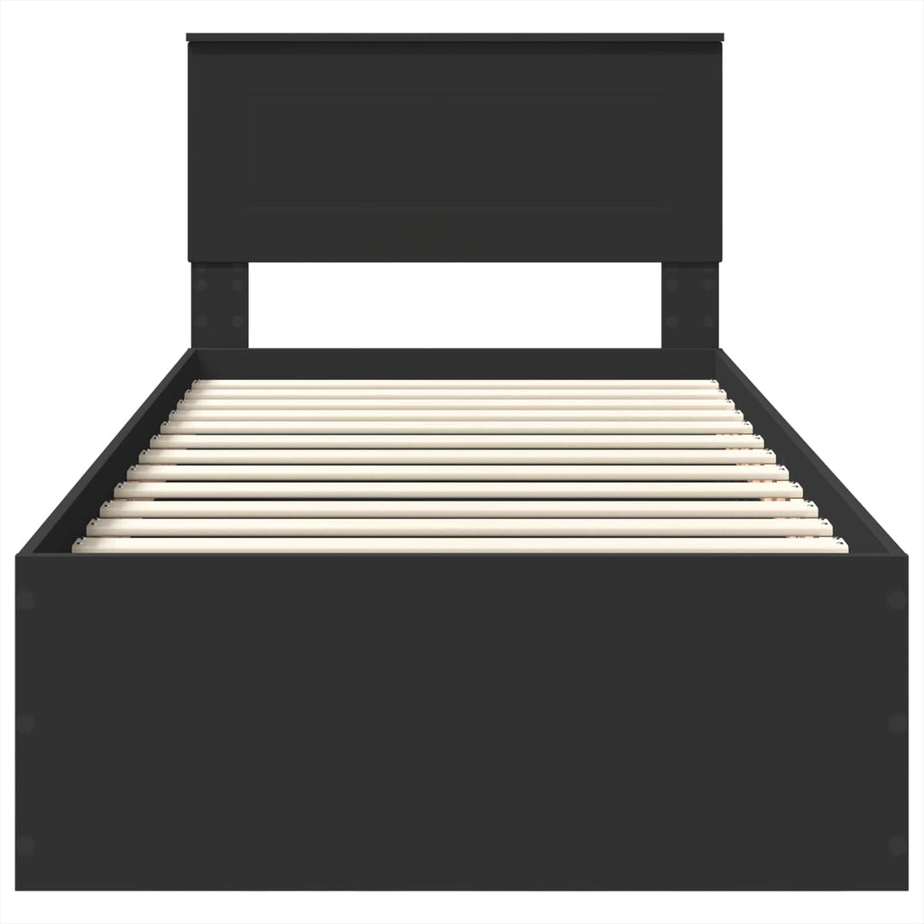 vidaXL Ramka łóżka Czarny 75 x 190 cm Materiał drewnopochodny