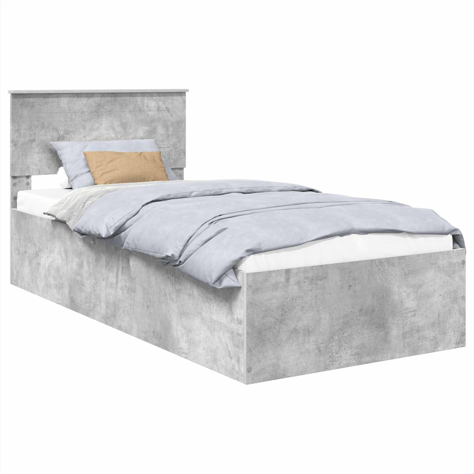 vidaXL Ramka łóżka Betonowy szary 75 x 190 cm Materiał drewnopochodny