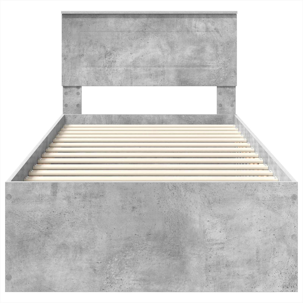 vidaXL Ramka łóżka Betonowy szary 75 x 190 cm Materiał drewnopochodny
