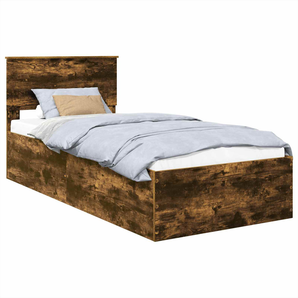 vidaXL Ramka łóżka Dąb wędzony 75 x 190 cm Materiał drewnopochodny