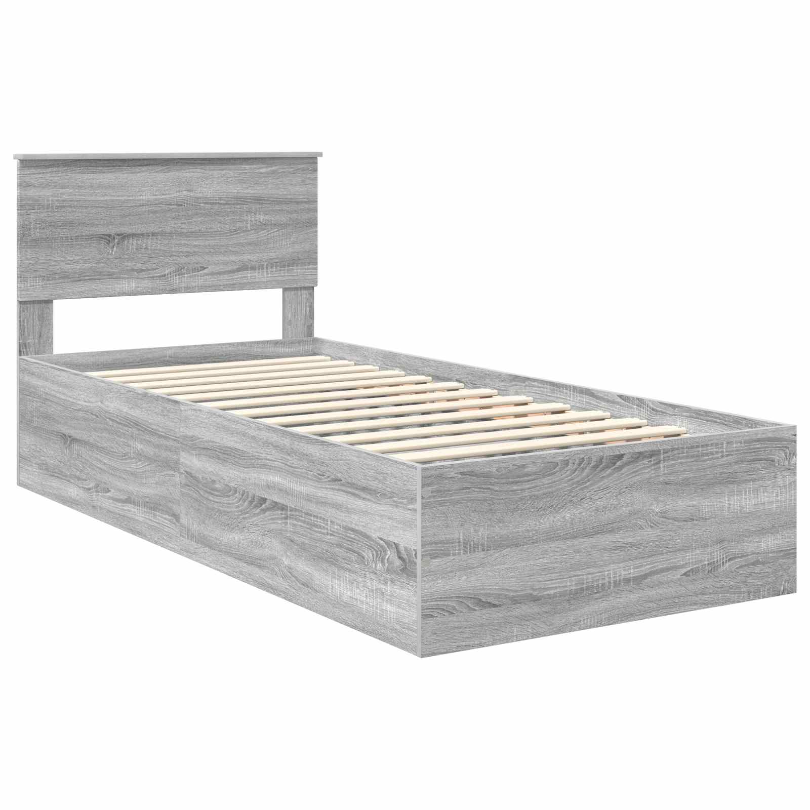 vidaXL Ramka łóżka Szary Sonoma 75 x 190 cm Materiał drewnopochodny