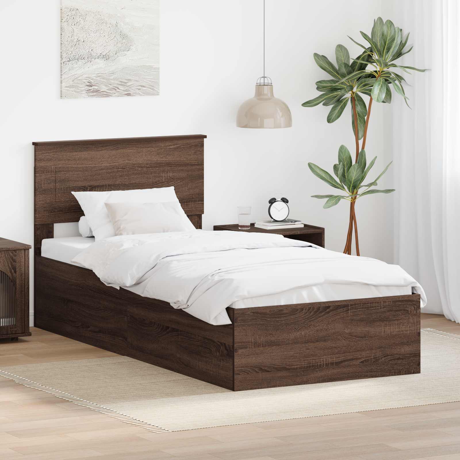 vidaXL Ramka łóżka Brązowy dąb 75 x 190 cm Materiał drewnopochodny