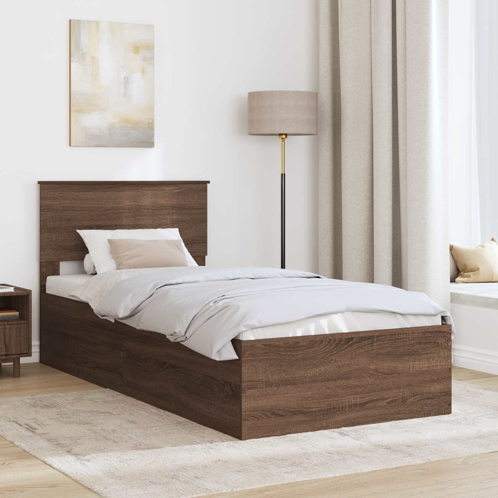 vidaXL Ramka łóżka Brązowy dąb 75 x 190 cm Materiał drewnopochodny