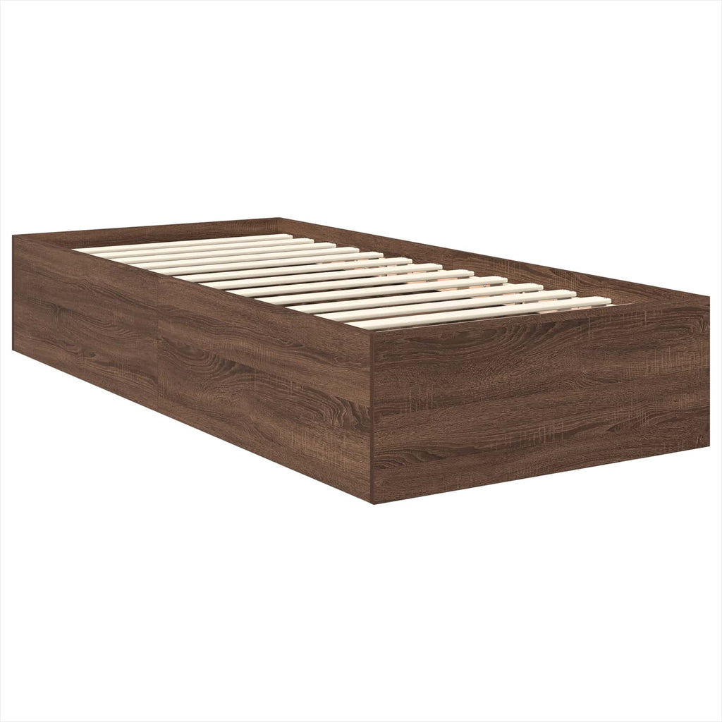 vidaXL Ramka łóżka Brązowy dąb 75 x 190 cm Materiał drewnopochodny