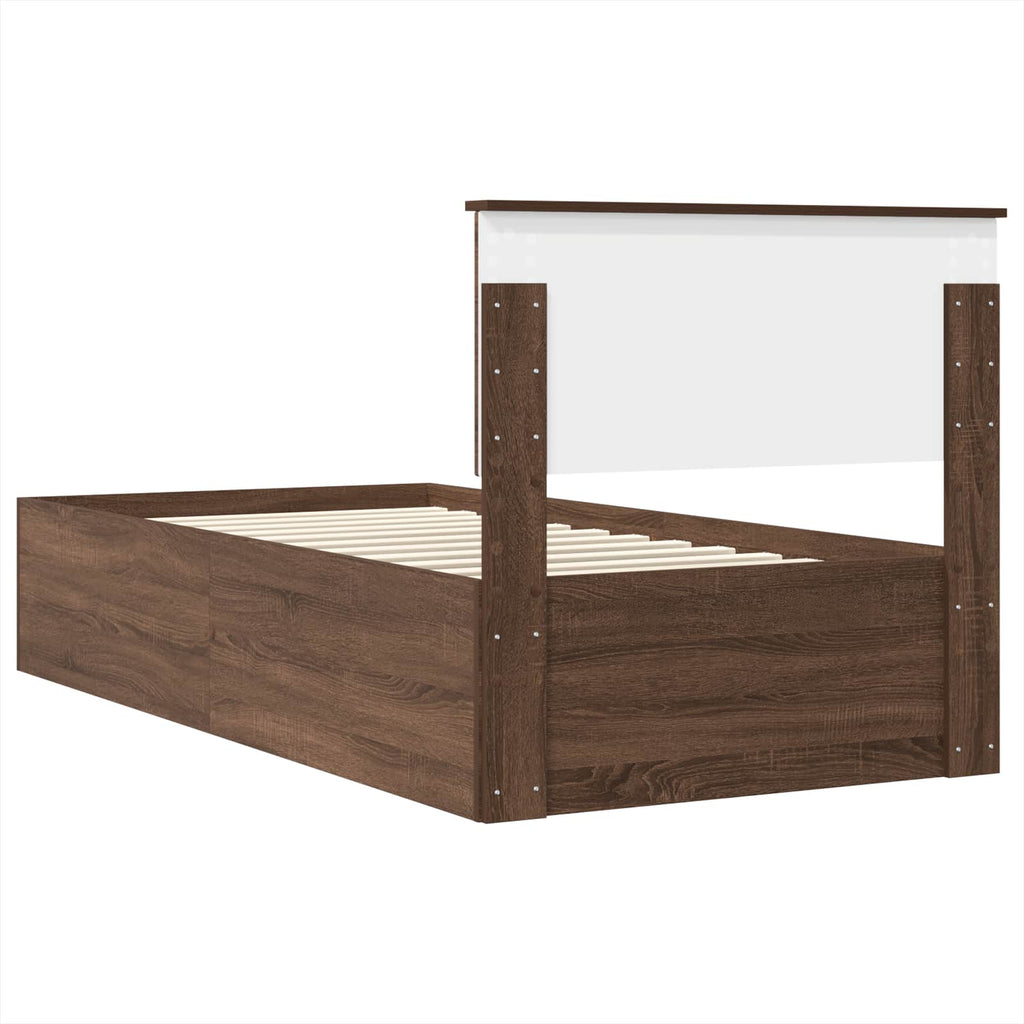 vidaXL Ramka łóżka Brązowy dąb 75 x 190 cm Materiał drewnopochodny