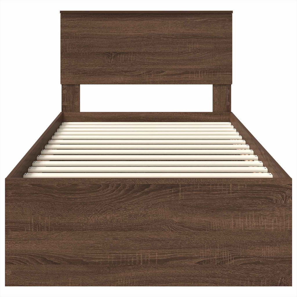 vidaXL Ramka łóżka Brązowy dąb 75 x 190 cm Materiał drewnopochodny