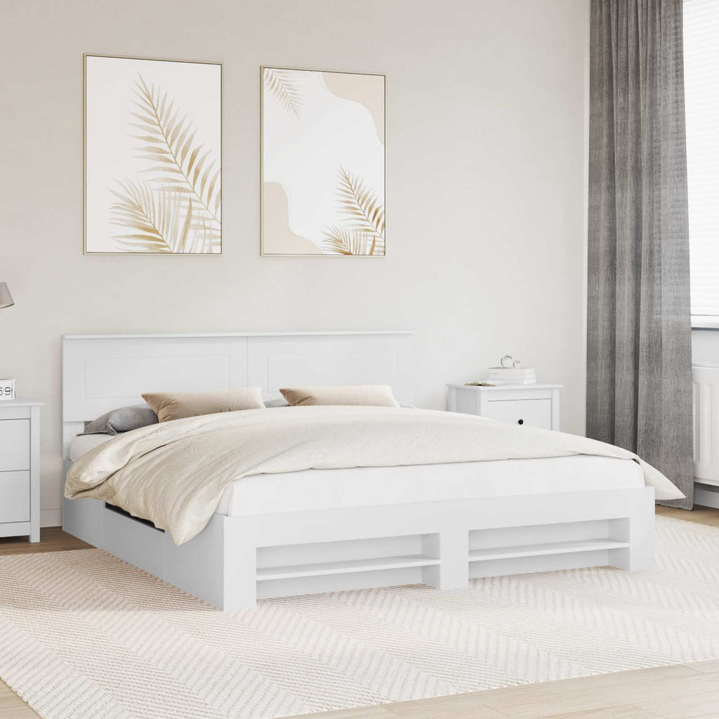 vidaXL Ramka łóżka Biały 200 x 200 cm Materiał drewnopochodny