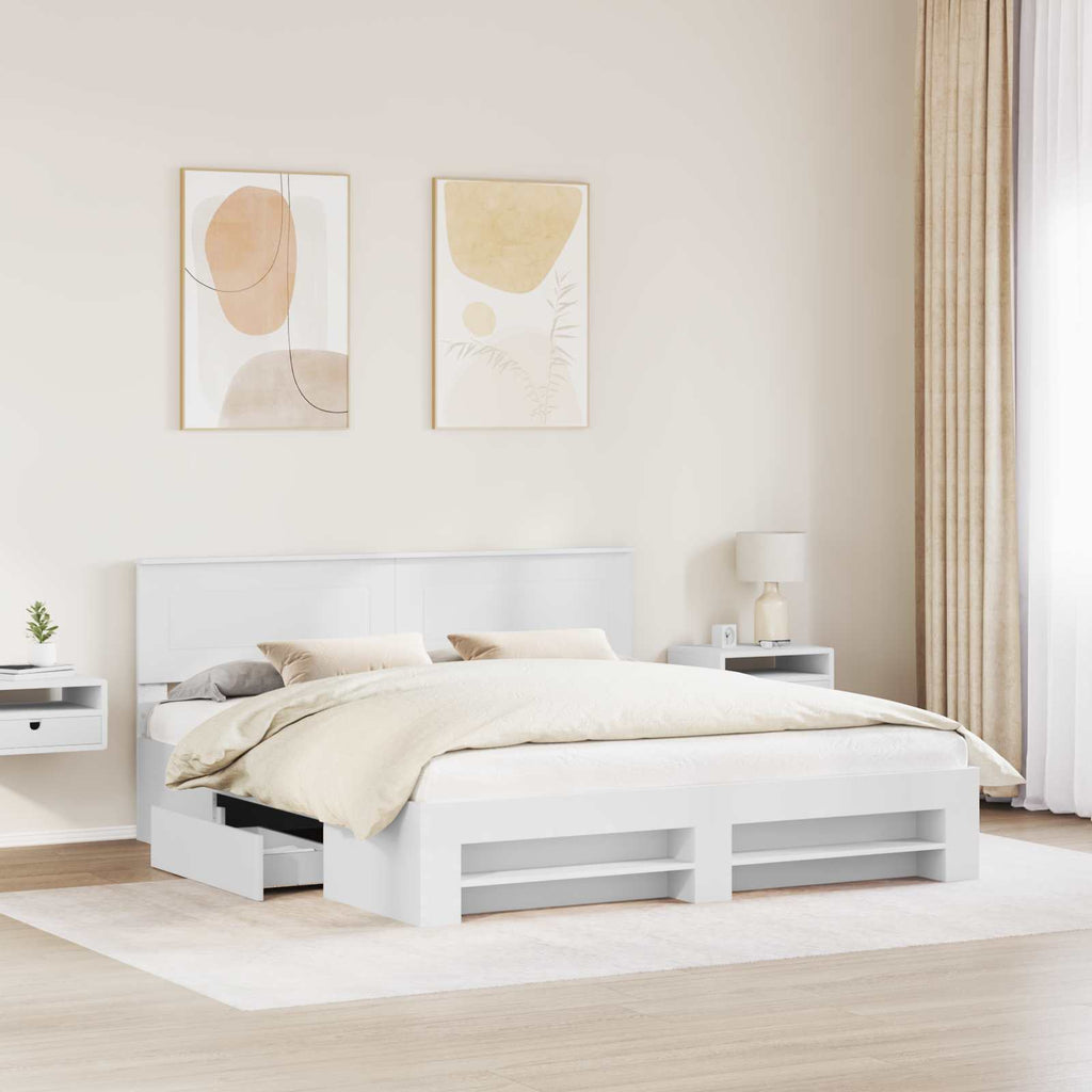 vidaXL Ramka łóżka Biały 200 x 200 cm Materiał drewnopochodny