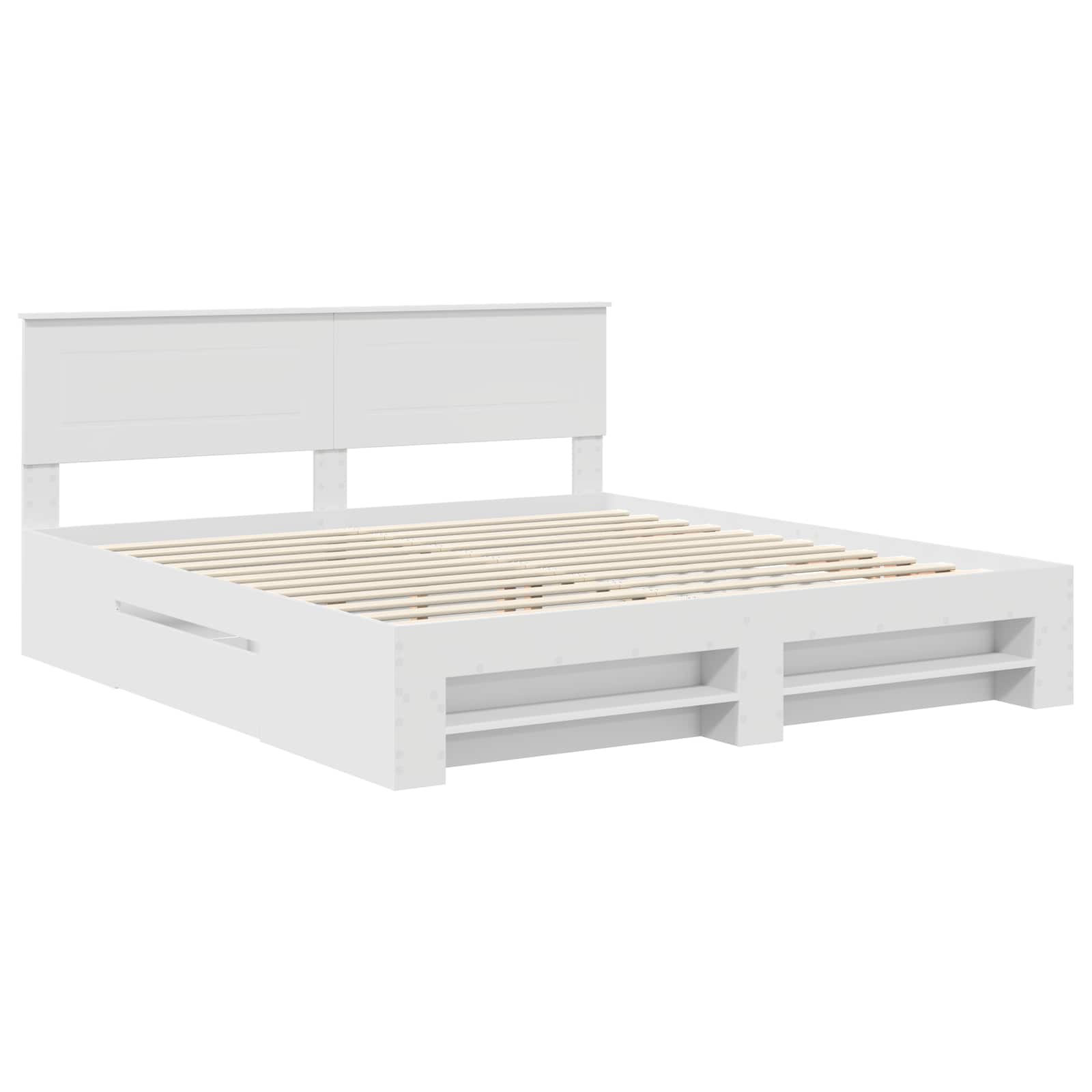 vidaXL Ramka łóżka Biały 200 x 200 cm Materiał drewnopochodny