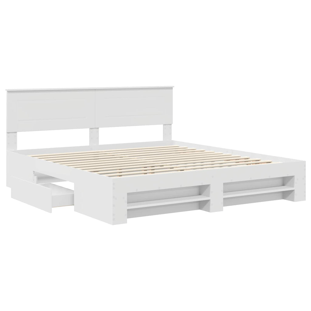 vidaXL Ramka łóżka Biały 200 x 200 cm Materiał drewnopochodny