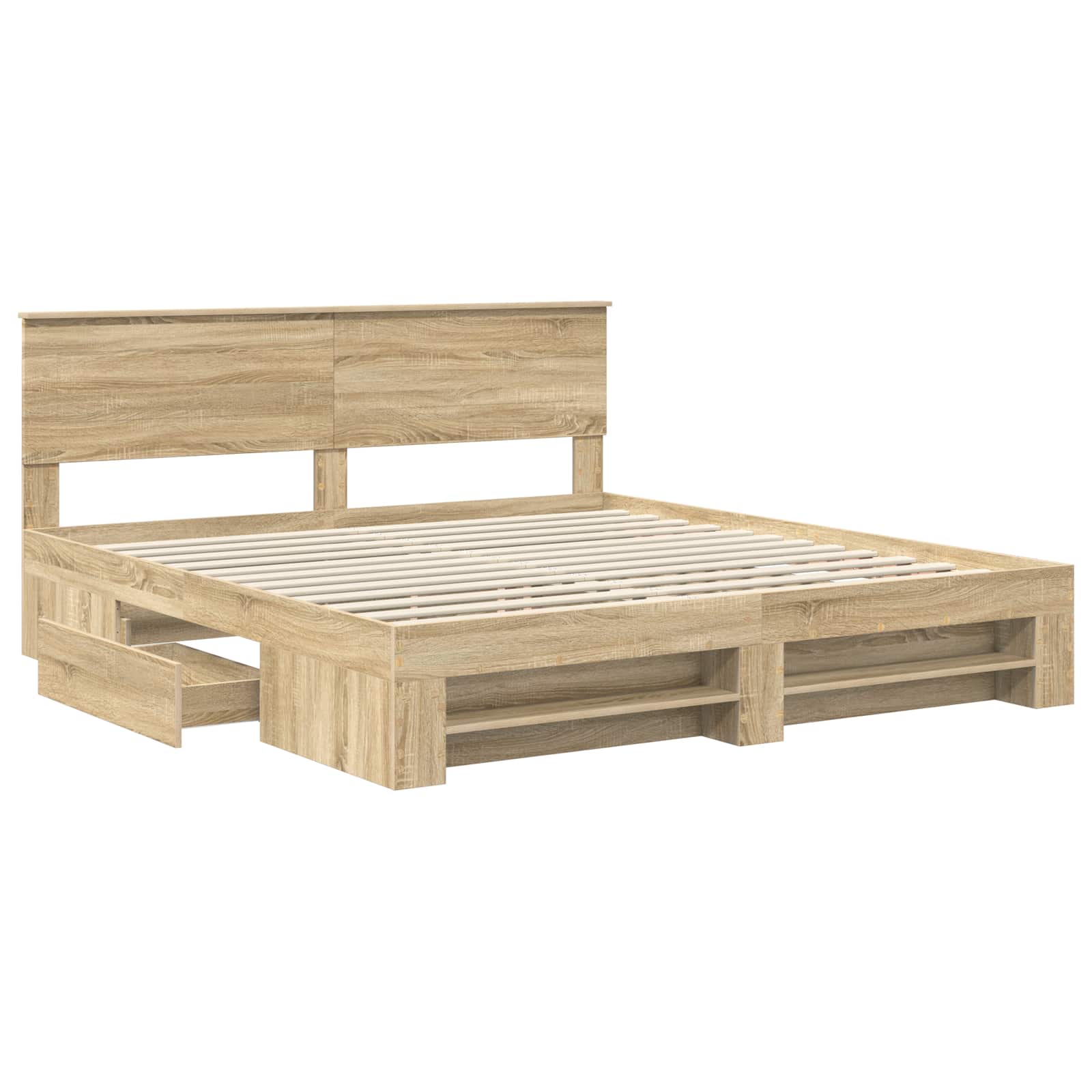 vidaXL Ramka łóżka Dąb Sonoma 200 x 200 cm Materiał drewnopochodny