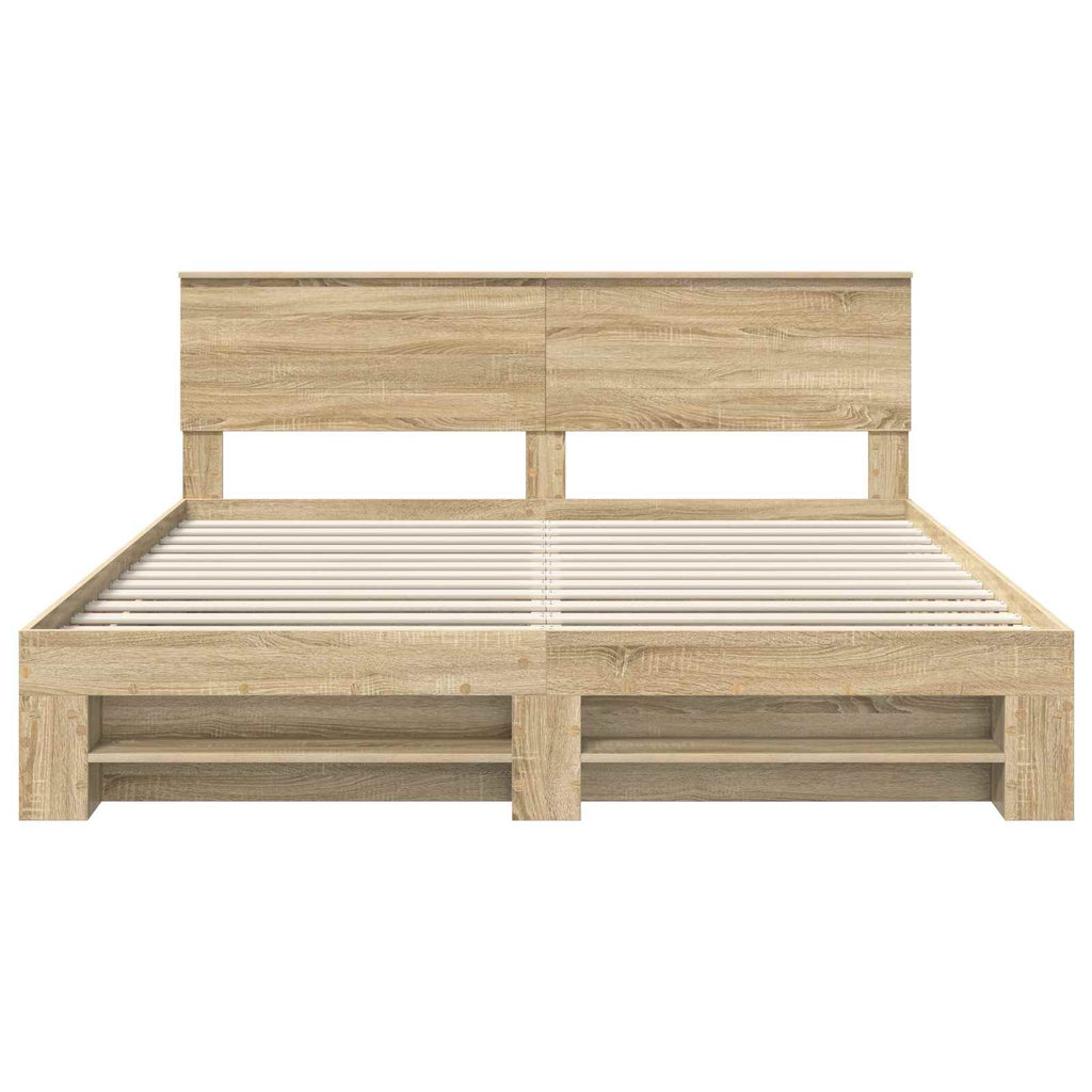vidaXL Ramka łóżka Dąb Sonoma 200 x 200 cm Materiał drewnopochodny