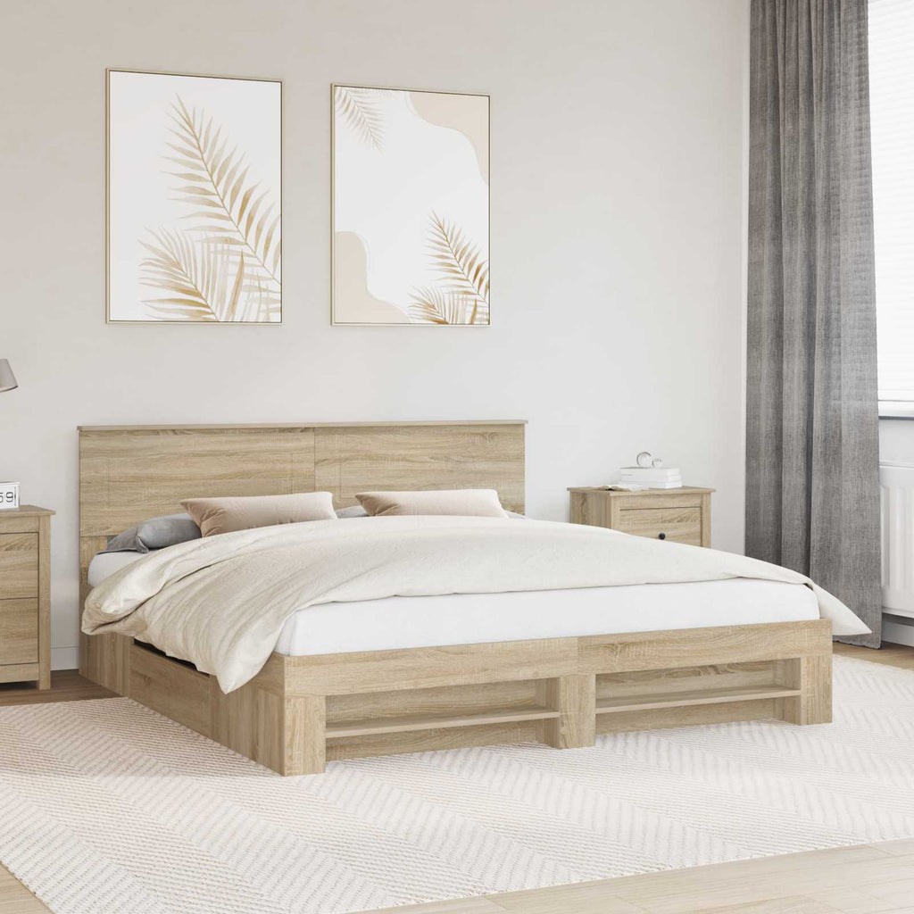 vidaXL Ramka łóżka Dąb Sonoma 180 x 200 cm Materiał drewnopochodny