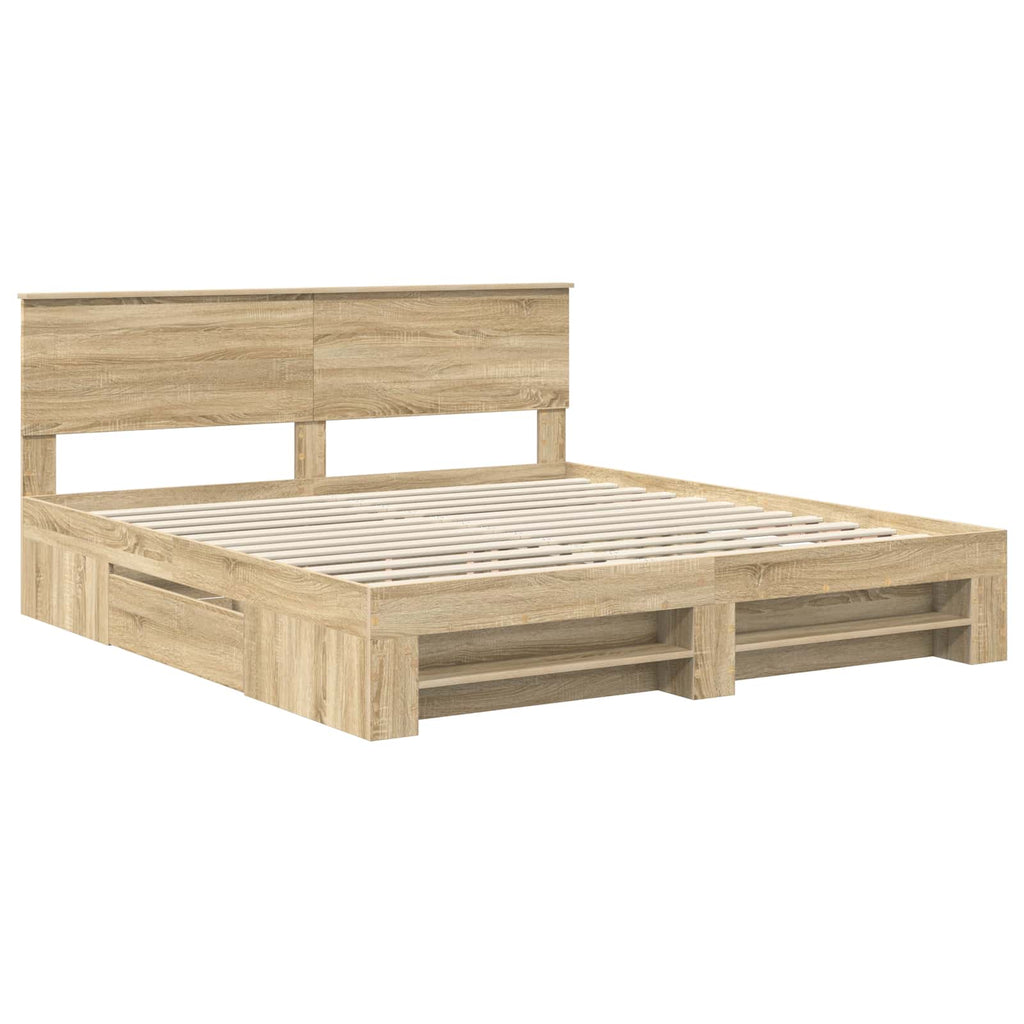 vidaXL Ramka łóżka Dąb Sonoma 180 x 200 cm Materiał drewnopochodny