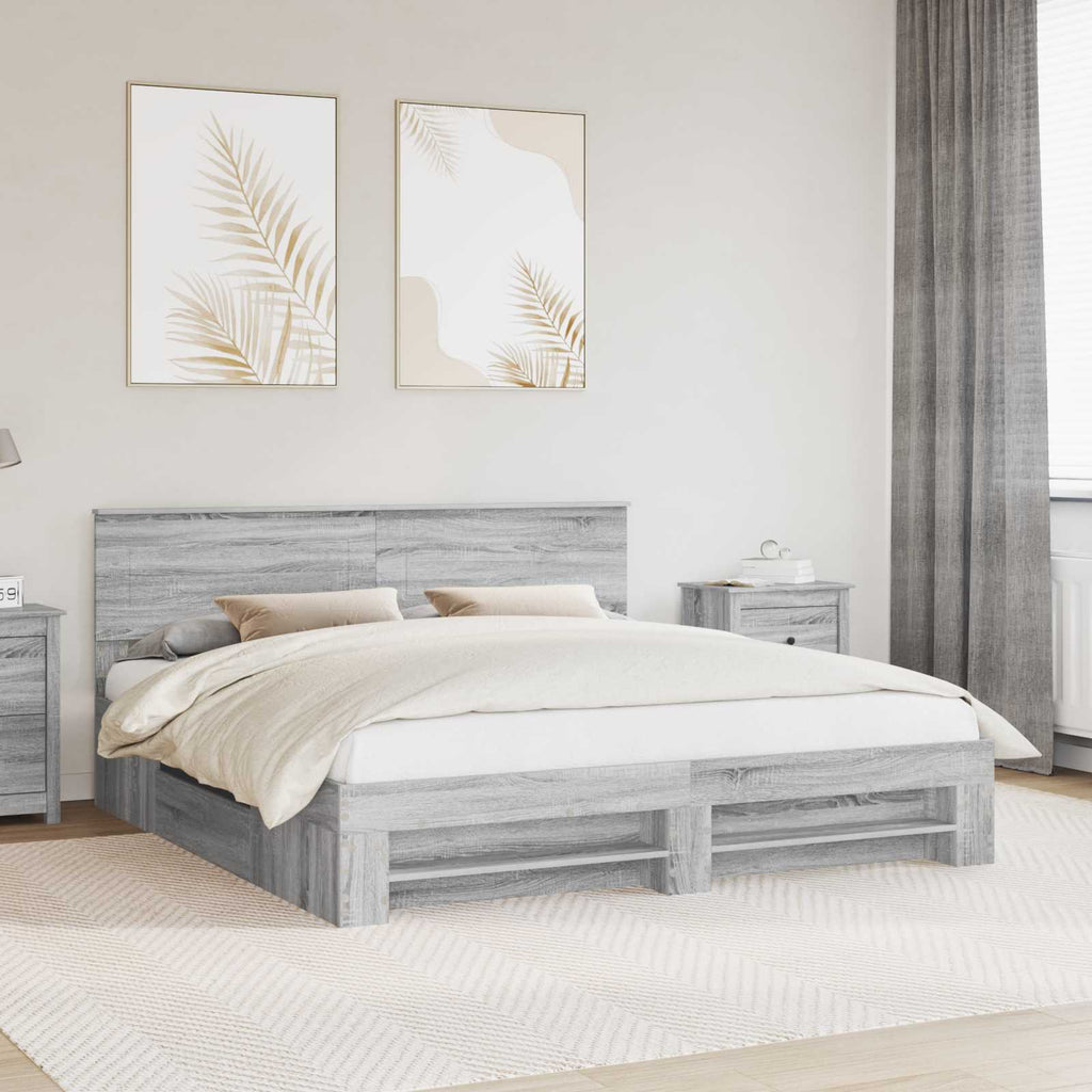vidaXL Ramka łóżka Szary Sonoma 180 x 200 cm Materiał drewnopochodny