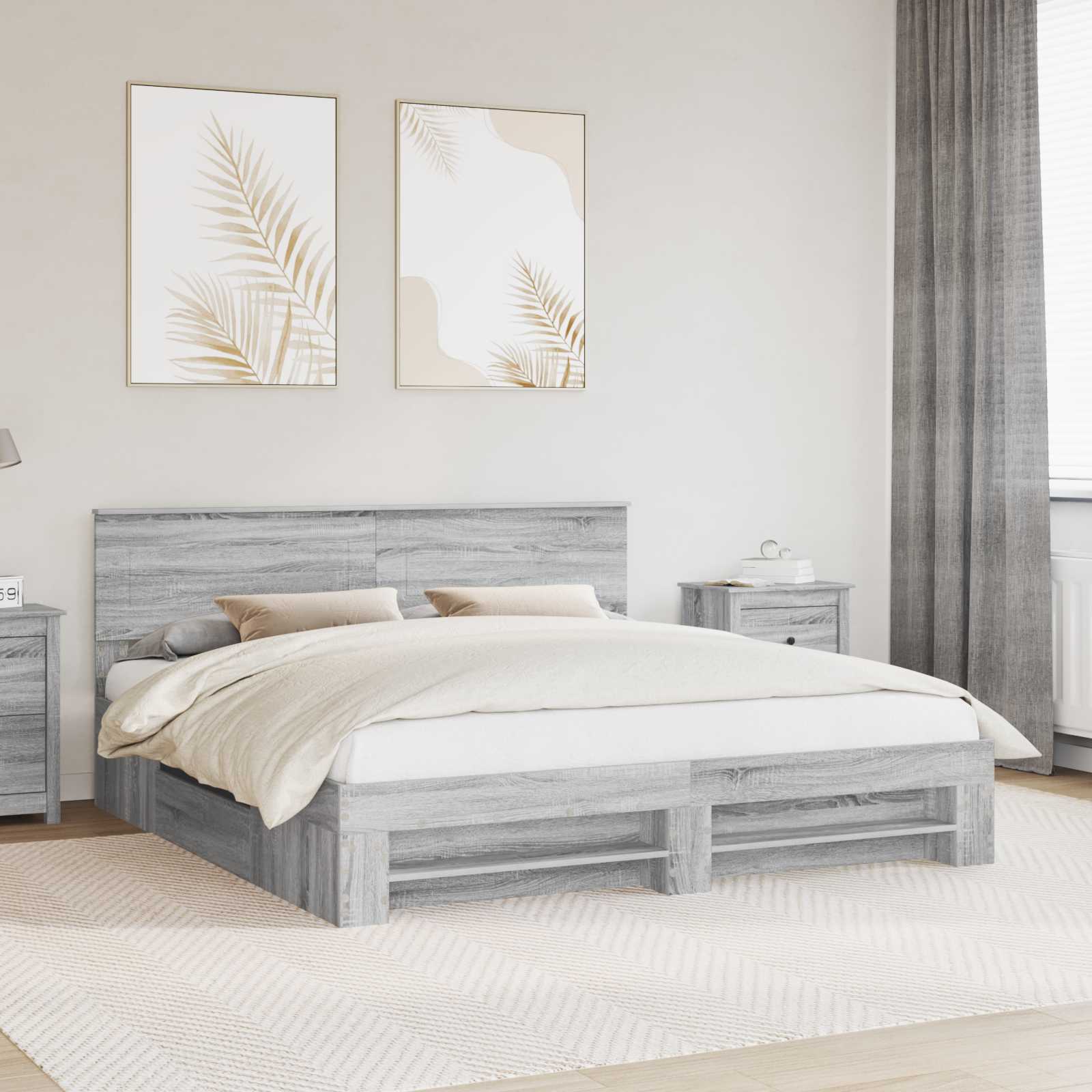 vidaXL Ramka łóżka Szary Sonoma 180 x 200 cm Materiał drewnopochodny